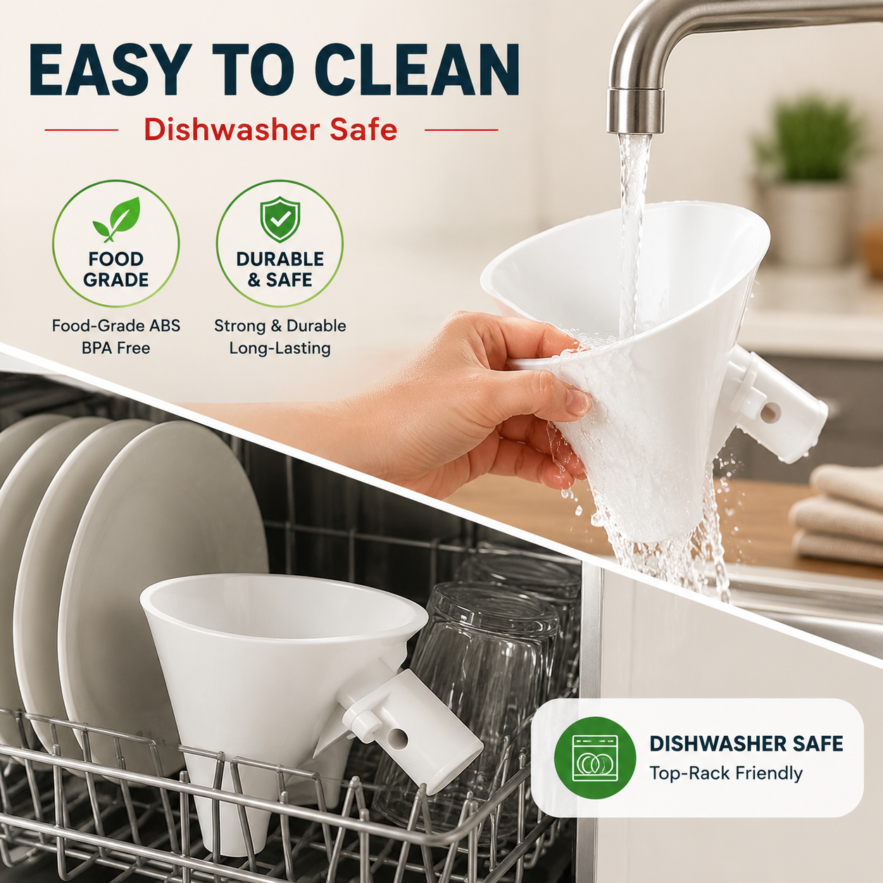 🥣 No-Mess Stand Mixer Pouring Funnel – Perfect Fit for KitchenAid Tilt-Head Mixers