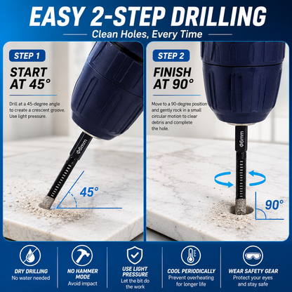 6 Pcs Diamond Drill Bits Set, 1/4 5/6 3/8 1/2 Inch Brazed Diamond Drill Bits for Precision Drilling in Tile Ceramic Glass Granite Marble Masonry