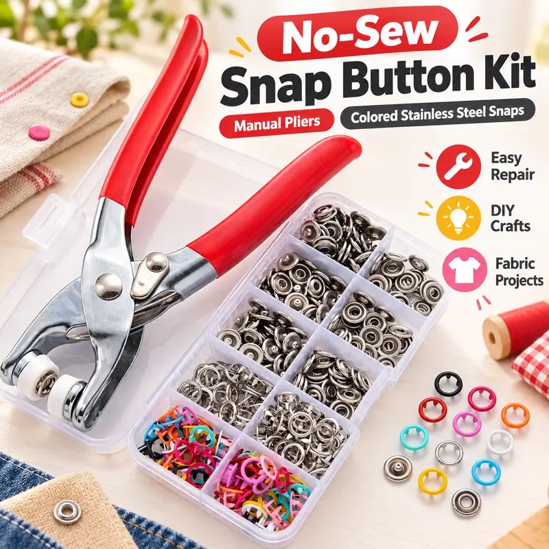🧵✨ No-Sew Snap Button Kit with Hand Press Pliers 🌈🔧 — Product image 1