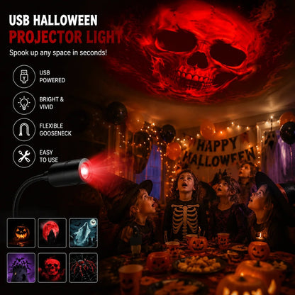 🎃 Plug-&-Play HD Halloween Projector – 10-Disc Spooky Projection Set