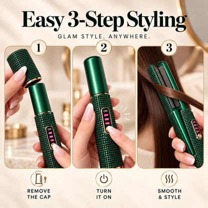 💎✨ Bling Rhinestone Mini Hair Straightener 💖🔥 Portable Hair Flat Iron for Bangs, Frizz & Quick Touch-Ups 🎀💇‍♀️ 7 Sparkling Colors