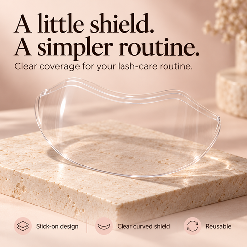 💗 Clear Stick-On Lash Shower Shield – Reusable Curved Eyelash Splash Guard for Hair Washing & Lash Extensions | 30/50/100 PCS ✨