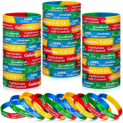 ✝️ 30/60PCS Bible Verse Bracelets – Christian Faith Wristbands for Church Events, Youth Groups & Sunday School Rewards