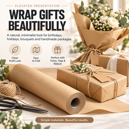 Brown Kraft Paper Roll – Versatile Wrapping, Packing & DIY Craft Paper