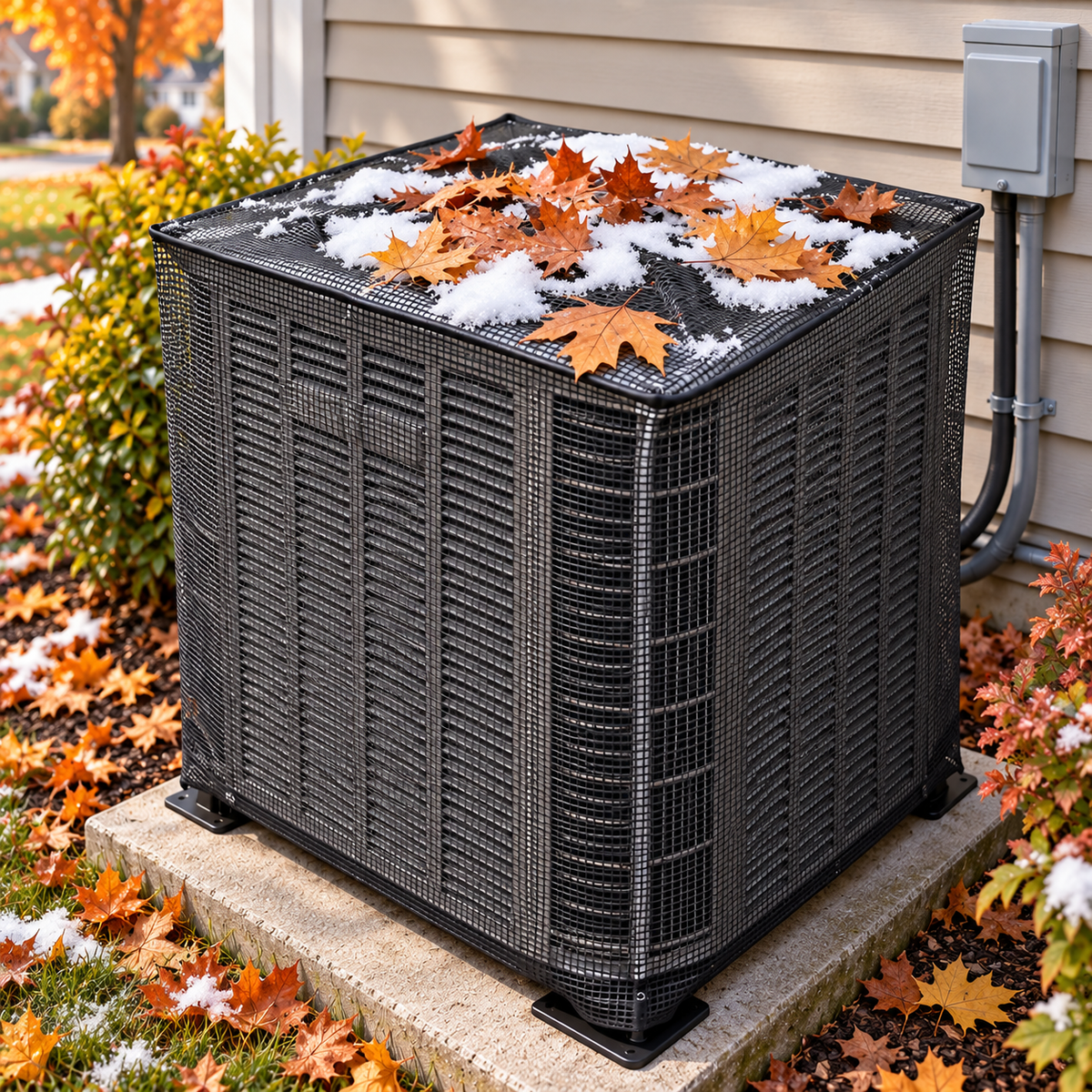 🍂Breathable Full-Mesh Outdoor AC Cover – Leaf & Debris Guard with Secure Fit