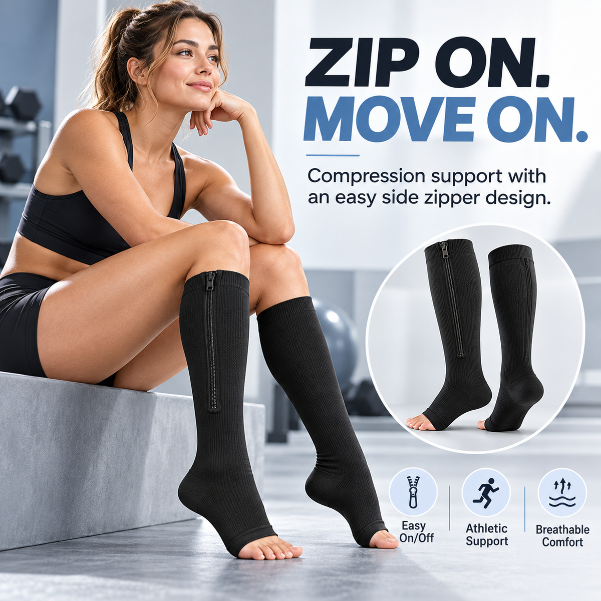 😂 Limited Time: 20% OFF –🏃‍♂️ Sports Zipper Socks – Comfort, Support & Easy On/Off
