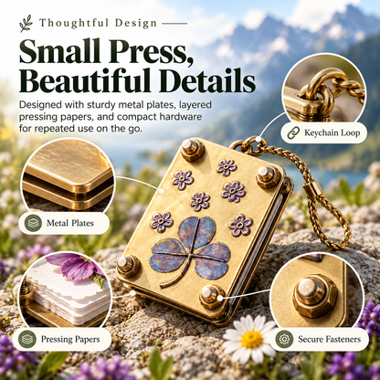 🌸🌿 Mini Portable Flower Press Keychain 🌼✨ Pocket-Sized Wildflower Press Kit 🌻🍀 Preserve Nature Memories 💐🏕️ Perfect Gift for Hikers, Campers & Flower Lovers 🎁💕