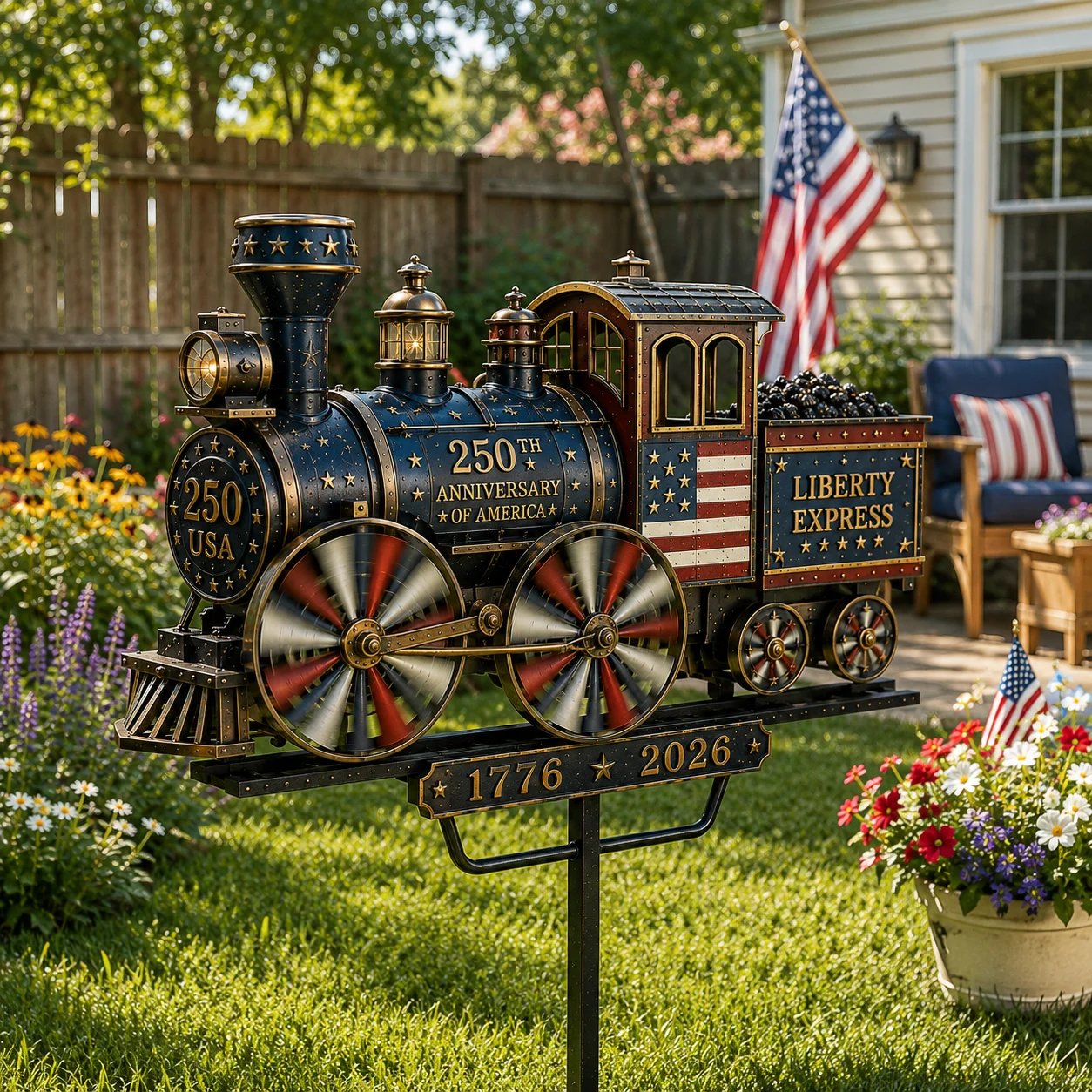 🔥 Selling Fast! 🇺🇸 250th Anniversary Liberty Express Train Wind Spinner – Free Shipping