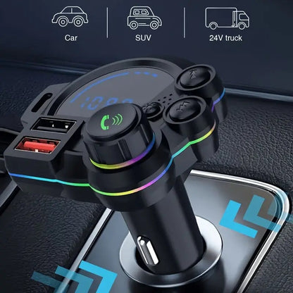 🎖️Bluetooth 5.3 Car FM Transmitter | Fast Charging & Ambient Light