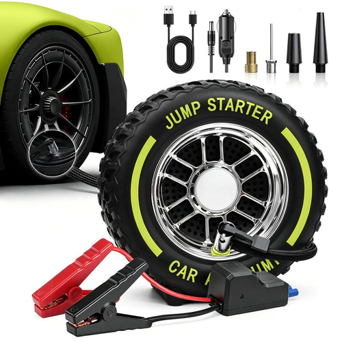 Electric Portable Tire Inflator, 6000mAh, 120 PSI Inflator with LED light, DC12V Jump Starter - Ideal for Rapid Inflation of Motorcycles/Bicycle/Balls, Road Trips, Emergencies and Daily Use toolupgrade