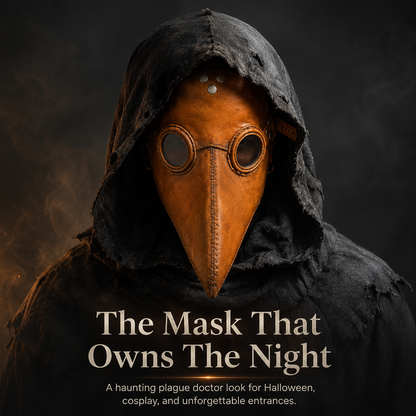 🕯️ Vintage Plague Doctor Mask & Hood – Gothic Halloween Costume Accessory