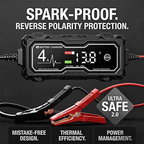 Jump starter clamps with spark proof and reverse polarity protection