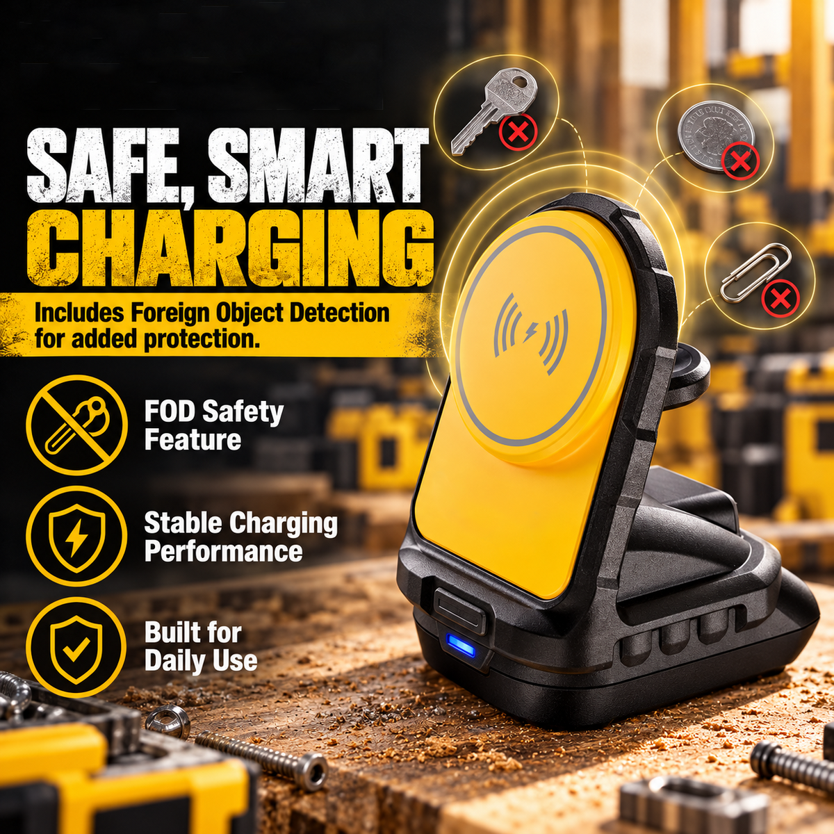 Portable 20V battery powered 2 in 1 magnetic wireless phone and Apple Watch charger - product image 7