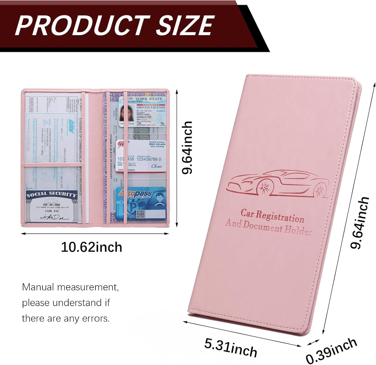 🚗 Car Registration & Insurance Document Holder | Premium PU Leather Organizer