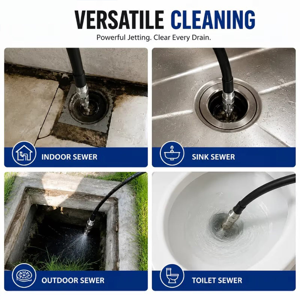 Stainless Steel Sewer Jetter Nozzle – 1/4' Quick Connect Drain Cleaning Attachment for Pressure Washers