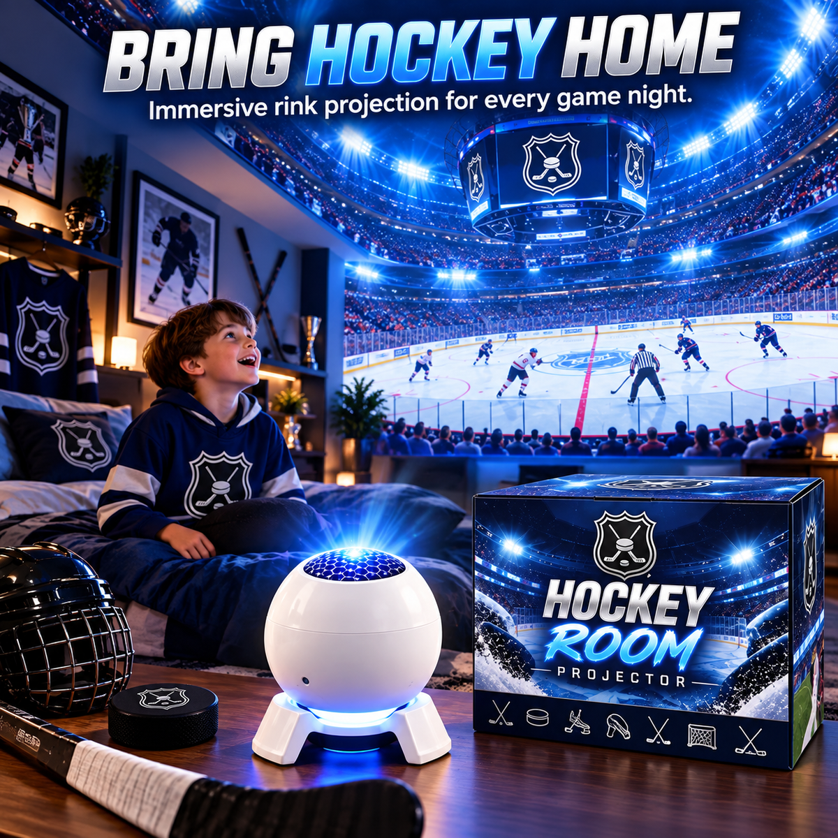 🏒 Hockey Stadium Room Projector – Rink Atmosphere