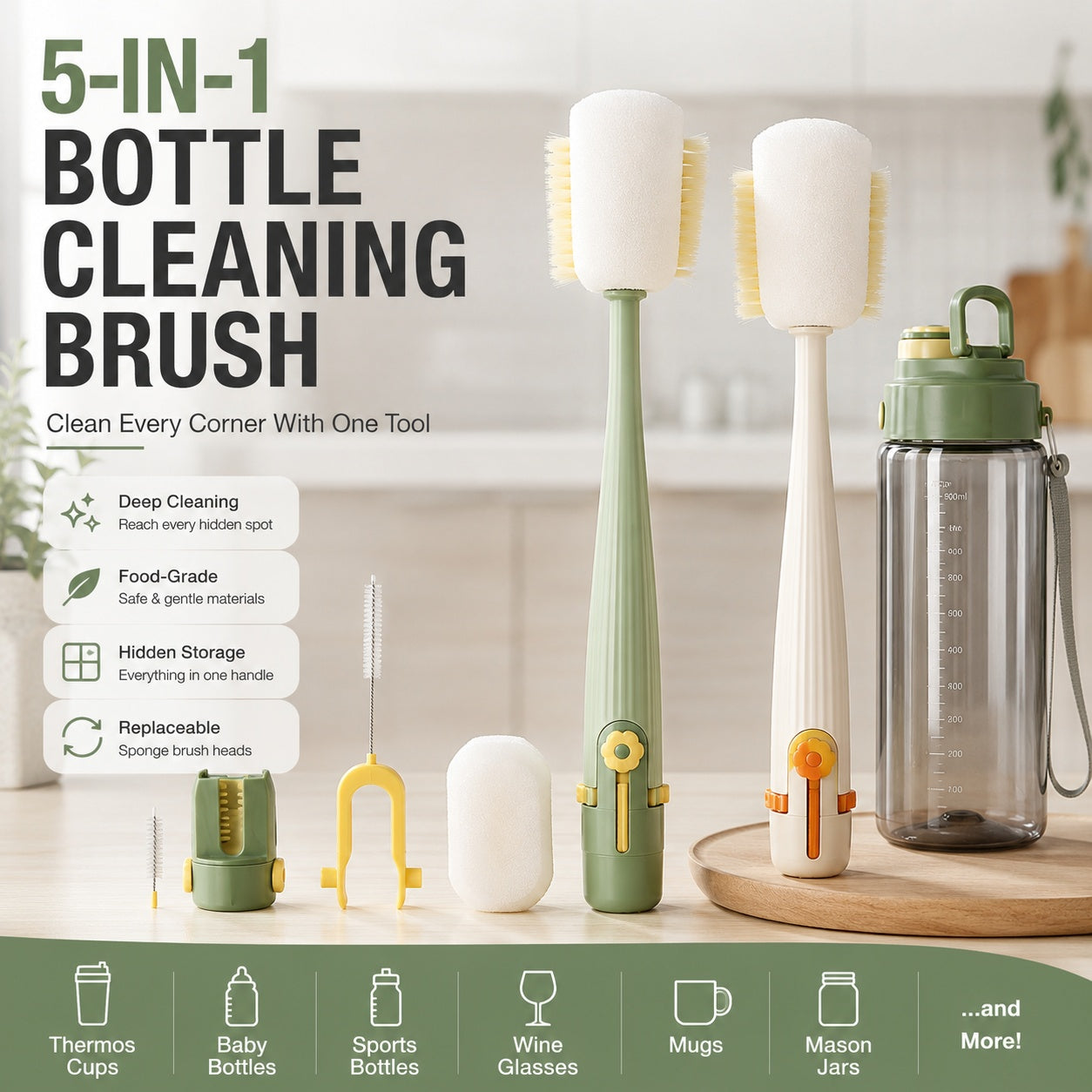🏆5-in-1 Bottle Cleaning Brush Set