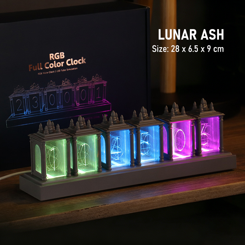 RGB Infinity Glow Tube Clock-A Retro-Futuristic Desk Clock That Brings Your Setup to Life.