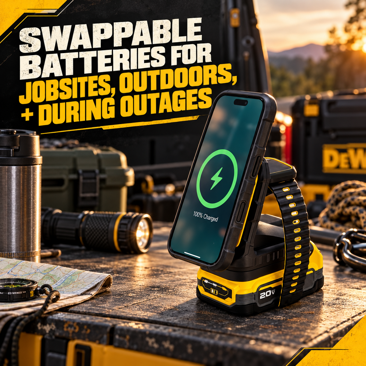 Portable 20V battery powered 2 in 1 magnetic wireless phone and Apple Watch charger - product image 6