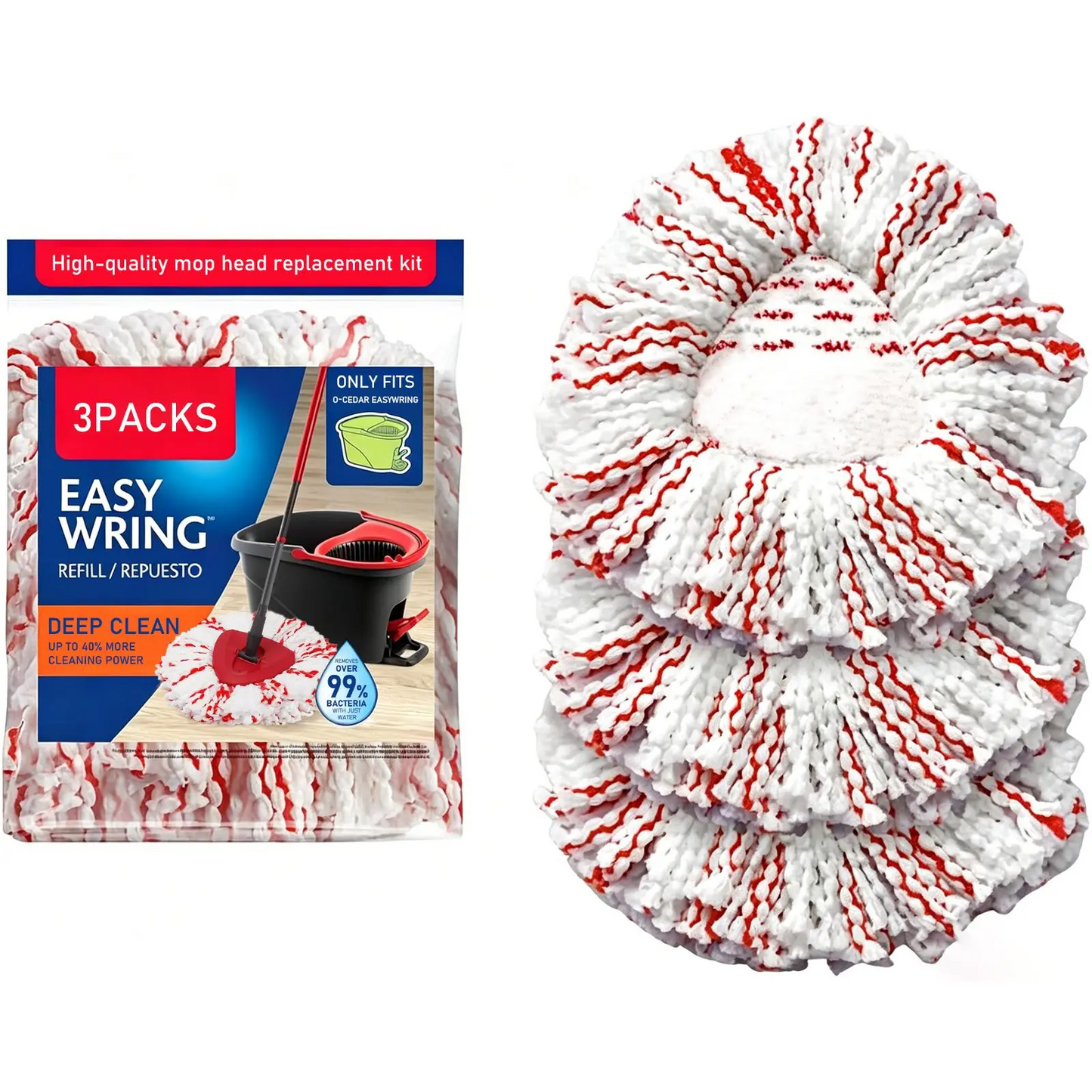 🔥 Last Day 49% OFF✨3 Pack Spin Mop Heads Replacements with Scrubbing Pad
