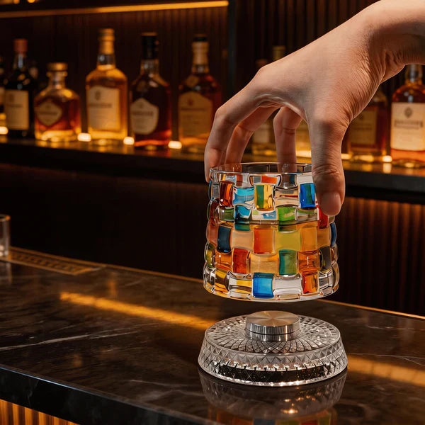 Mosaic Magic Rotating Whiskey Glass