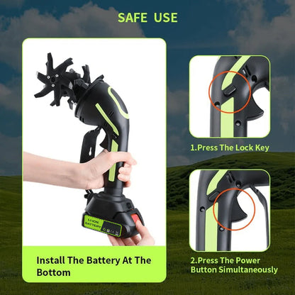 Multifunctional 2-in-1 Cordless Tiller & Cultivator with Telescopic Pole