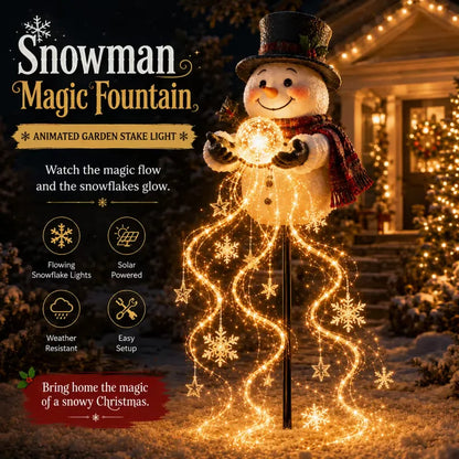 ⛄Snowman Magic Fountain-Flowing Snowflake LED Christmas Garden Light❄️