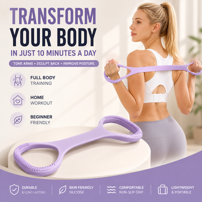 Tone Your Arms & Back in Just 10 Minutes a Day-A Lightweight Figure 8 Resistance Band Designed to Improve Posture, Build Strength, and Sculpt a Leaner Body Anywhere.