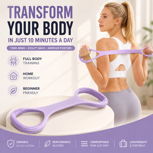 Tone Your Arms & Back in Just 10 Minutes a Day-A Lightweight Figure 8 Resistance Band Designed to Improve Posture, Build Strength, and Sculpt a Leaner Body Anywhere.