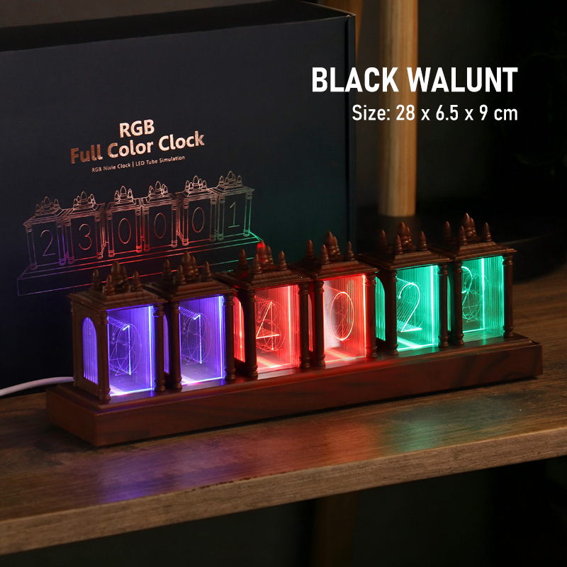 RGB Infinity Glow Tube Clock-A Retro-Futuristic Desk Clock That Brings Your Setup to Life.
