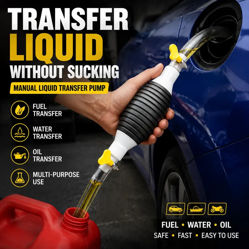 ⛽Manual Siphon Pump Kit with 1M Hose, Rubber Pump Bulb & 2 Hose Clamps, Liquid Transfer Pump for Fuel Water Oil, Car Boat Motorcycle