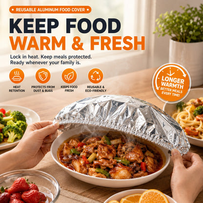 🔥50PCS Reusable Aluminum Food Cover – Keep Meals Warm, Fresh & Ready to Serve