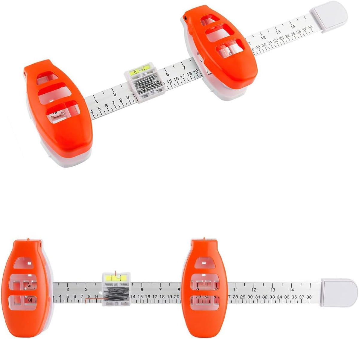 3-in-1 adjustable picture hanging tool with ruler level and nail holder