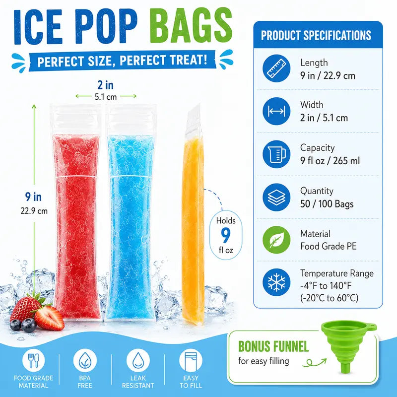 🍧 DIY Ice Pop Bags | Leak-Proof Frozen Treat Maker