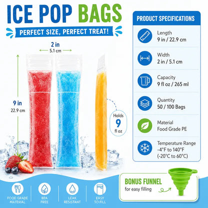 🍧 DIY Ice Pop Bags | Leak-Proof Frozen Treat Maker