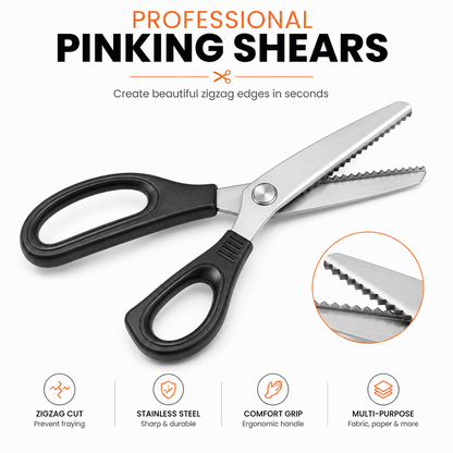 ✂️Professional Pinking Shears – Stainless Steel Zigzag Fabric Cutting Scissors✨🧵