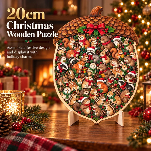 ⏳ Last Day 49% OFF –🎄🧩 Wooden Christmas Puzzle with Stand