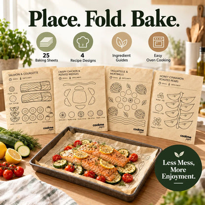🎁25PCS Pre-Printed Baking Paper Sheets for Easy Oven Meals