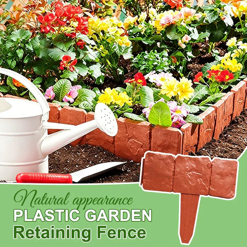 🪻Plastic Garden Retaining Fence – Flexible Stone-Look Lawn Edging🪻