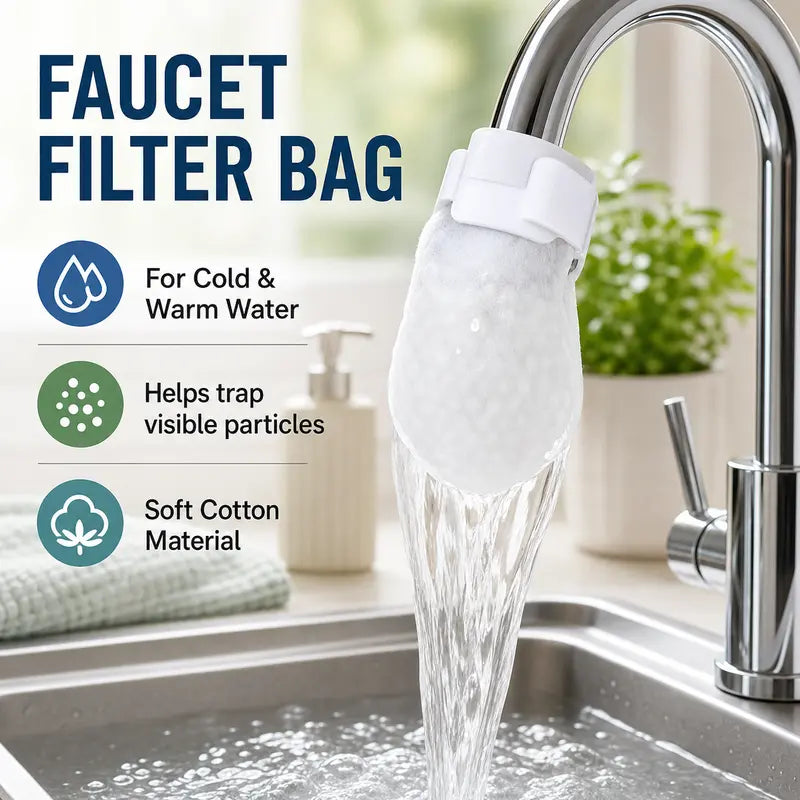 [Fits Faucets < 1"] 50 cotton filter bags disposable Cotton Faucet Filter Bags with 10 fastening straps 💧