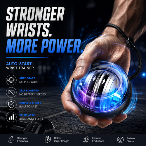 💪 Auto-Start Gyro Ball – Build Grip Strength, Forearm Power & Wrist Endurance Anywhere