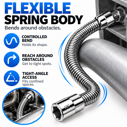 🔧 Flexible Socket Extension Bar Set – 3 Sizes, Bendable Spring Steel, Tight-Space Fastener Access for Automotive Repairs & DIY Projects ⚙️