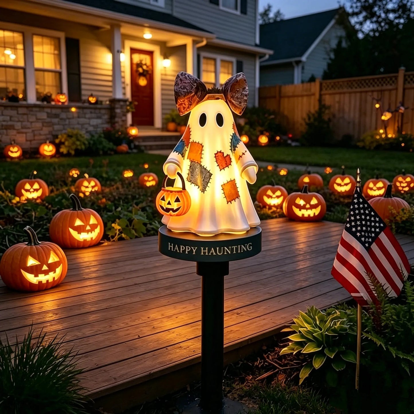 TODAY'S SPECIAL OFFER-50% OFF🎃 Solar Lighted Vintage Patchwork Ghost Garden Light