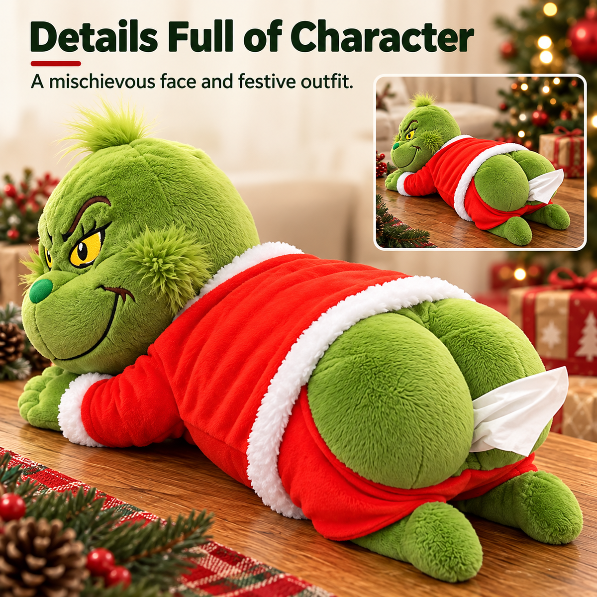 Green Christmas Plush Tissue Box Cover - product image 1