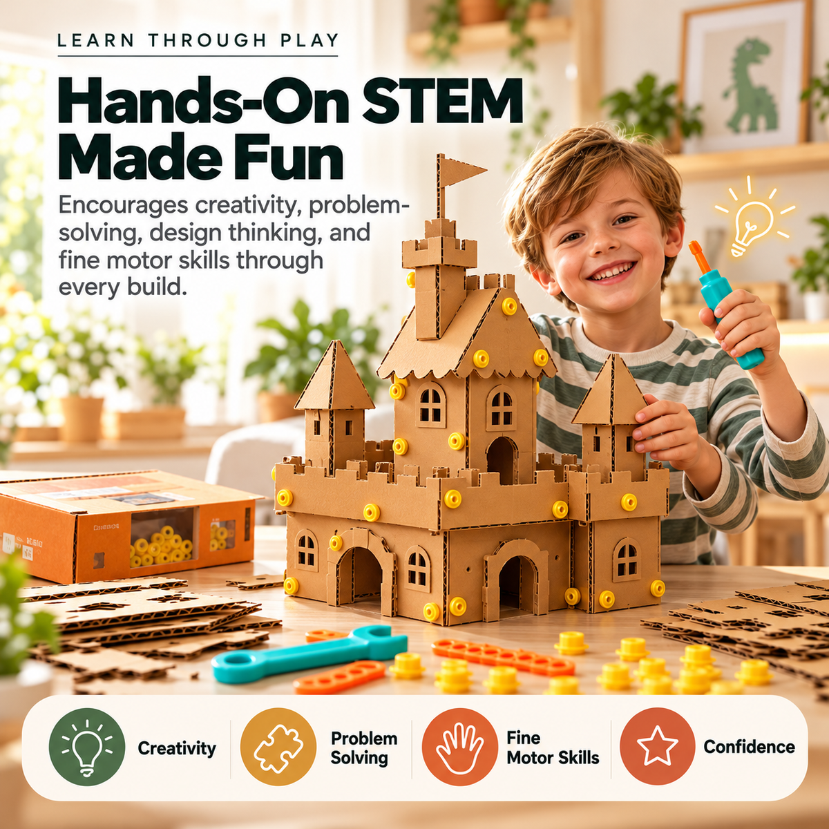 🛠️🌈 Kids Cardboard DIY Building Kit