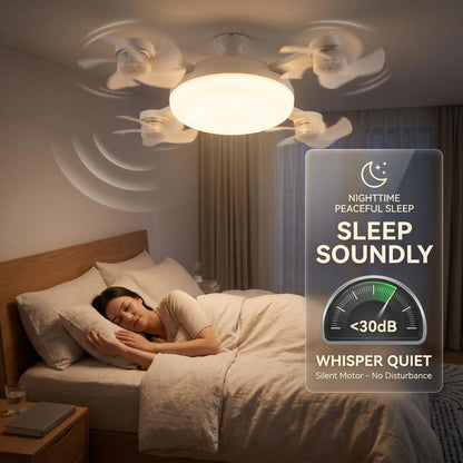 2026 New E27 Socket Ceiling Fan Light - 2-in-1 Silent LED Fan with Remote Control, Energy-Saving Cooling & Lighting Combo for Home Bedroom summervibes