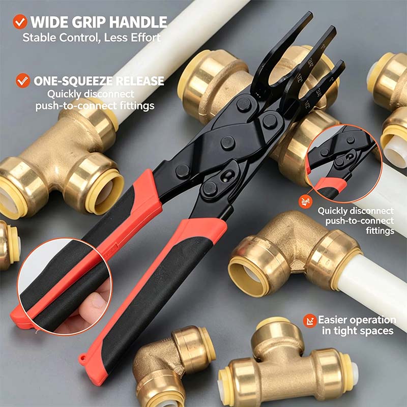 🔥LAST DAY 49% OFF - 🛠️ Push Fit Disconnect Tool – 1/2", 3/4", 1" Brass Fitting Removal Pliers for Plumbing Repair & DIY Projects