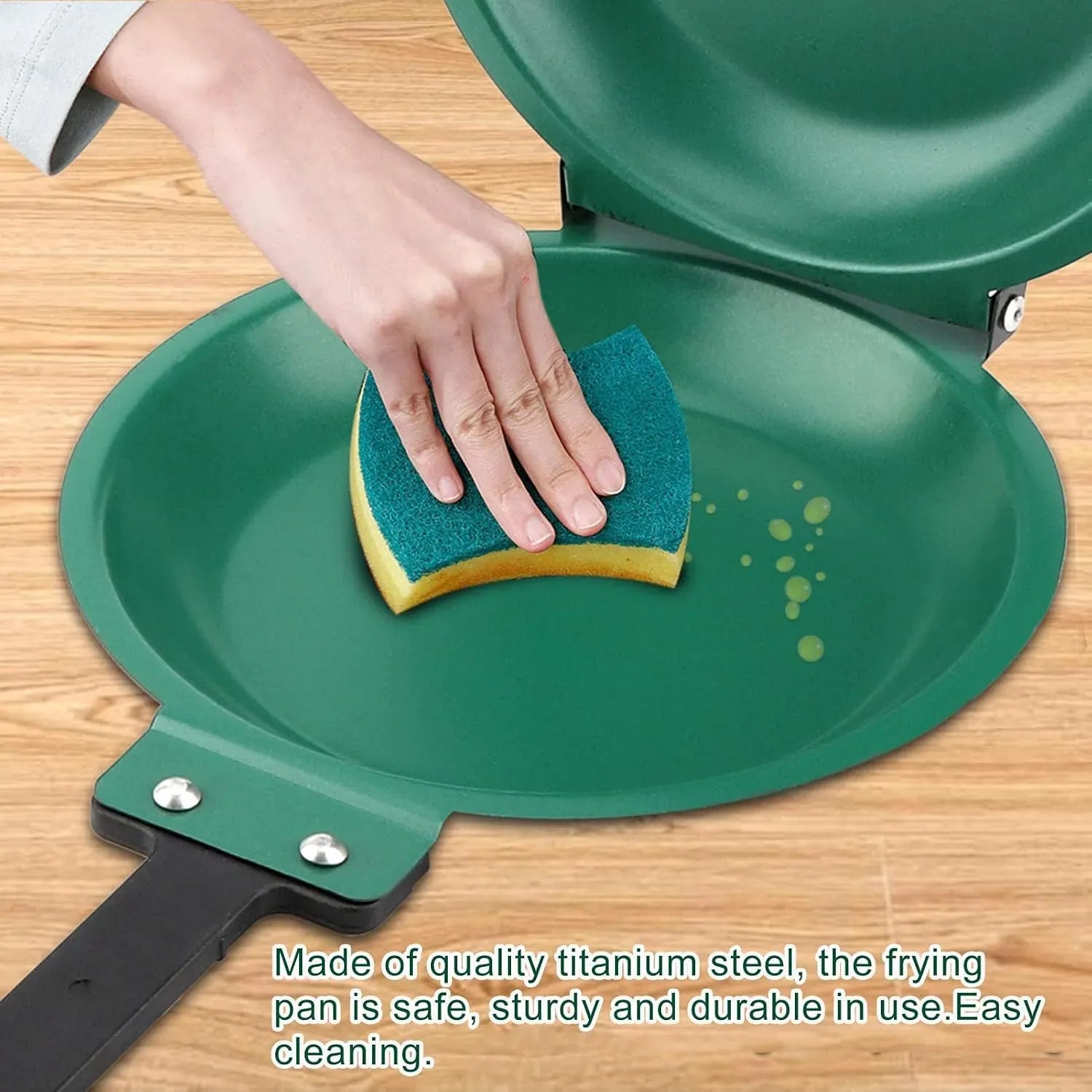 Cleaning the nonstick surface of double-sided frying pan