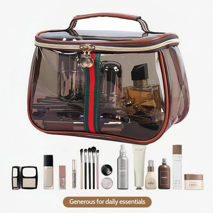 Retro Vintage Makeup Organizer Bag - Waterproof Brown