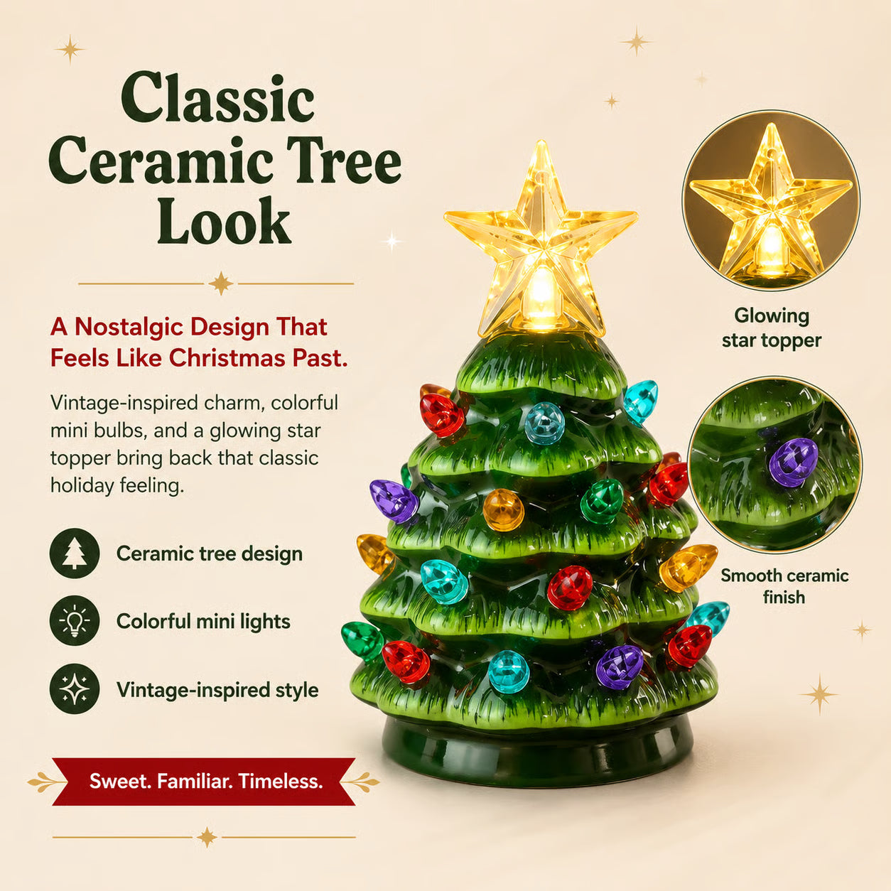 Christmas Set of 4 Mini Nostalgic Tree Ornaments with Gift Bags
